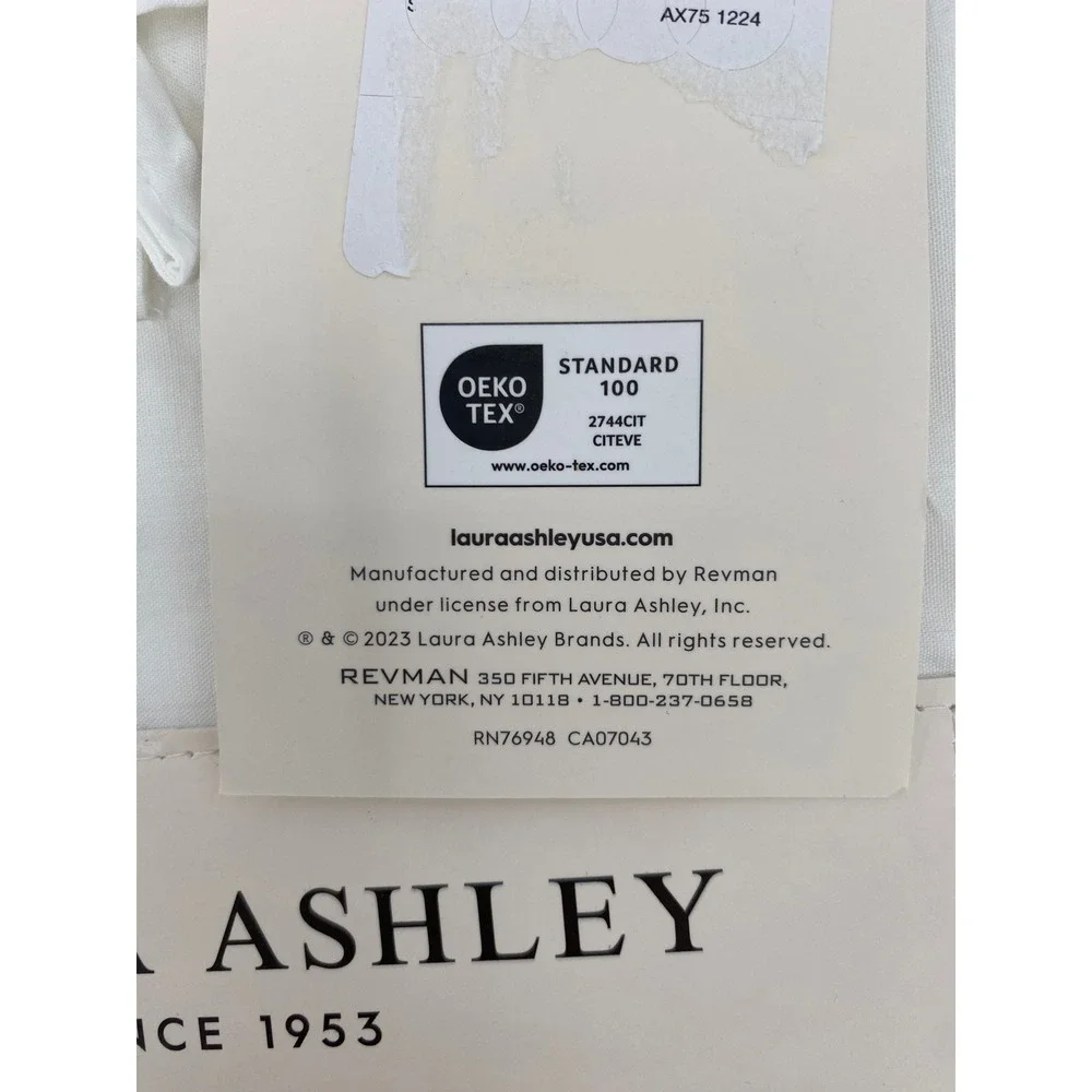 Laura Ashley Sheet Set Twin White Cotton Percale Solid 200TC Crisp Minimalist